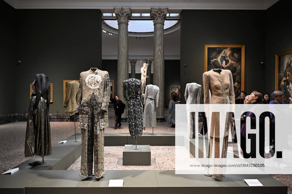 Milan, Italy Giorgio Armani.Milan, for love on display at the Pinacoteca di Brera for the first time an exhibition dedicated to the stylistic journey of Giorgio Armani welcoming a selection of clothes in its prestigious rooms a union of fashion and art In the photo: Giorgio Armani s clothes on display