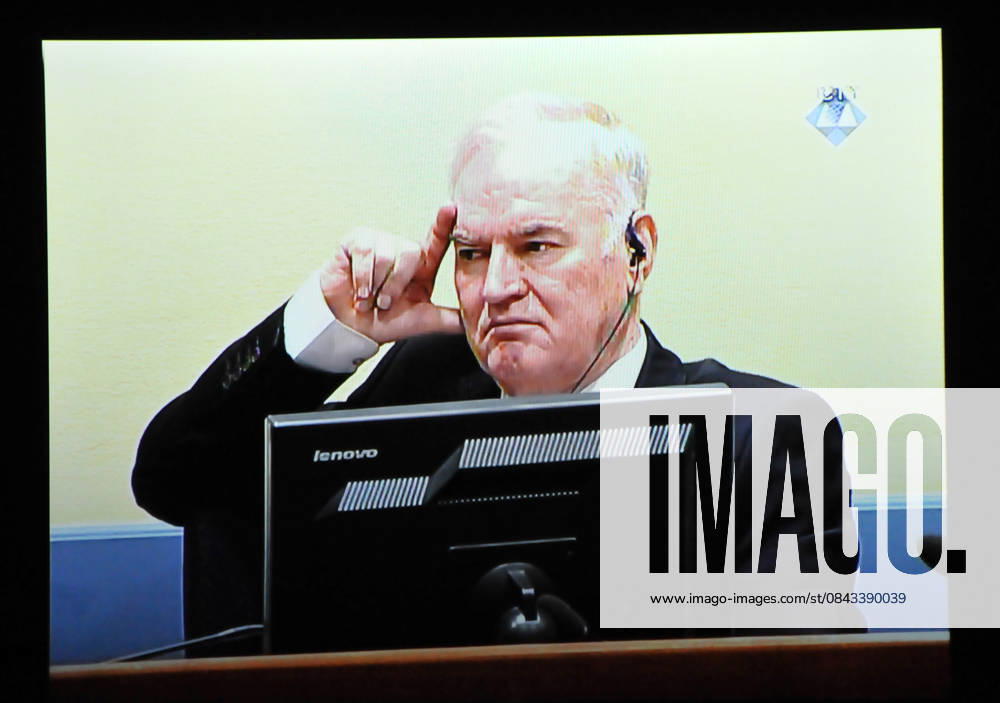 ICTY to announce verdict on Ratko Mladic THE HAGUE, NETHERLANDS - NOVEMBER 22: Former Bosnian military chief Ratko Mladic appears for the pronouncement of the Trial Judgement for the International Criminal Tribunal for the former Yugoslavia (ICTY) on November 22, 2017 in The Hague, The Netherlands. UN war crimes judges at The Hague are expected to deliver a verdict on Bosnian Serb military commander Ratko Mladic, dubbed the Butcher of Bosnia today. The International Criminal Tribunal for the former Yugoslavia (ICTY), will pass its judgment on an 11-point indictment against Ratko Mladic, who has been on trial since 2011. Netherlands Antilles World. Editorial use only. Please get in touch for any other usage.