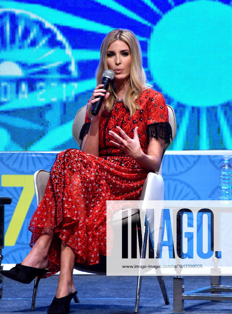 Ivanka Trump at 8th annual Global Entrepreneurship Summit in India HYDERABAD, INDIA - NOVEMBER 29: Advisor to the U.S. President and head of the United States delegation Ivanka Trump speaks during a quiz with emerging enterpreneurs on the second day of the 8th annual Global Entrepreneurship Summit (GES) in Hyderabad, India on November 29, 2017. The summit will highlight the theme Women First, Prosperity for All, and will focus on supporting women entrepreneurs and fostering economic growth globally. The annual GES entrepreneurship gathering that convenes emerging entrepreneurs, investors and supporters from around the world, runs from 28 to 30 November. India World. Editorial use only. Please get in touch for any other usage.