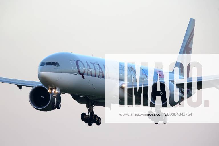 A Boeing 777 jet airliner owned by Qatar Airways and painted in a new 2022 FIFA World Cup livery, makes a landing at Domodedovo International Airport. Marina Lystseva TASS TS088C47