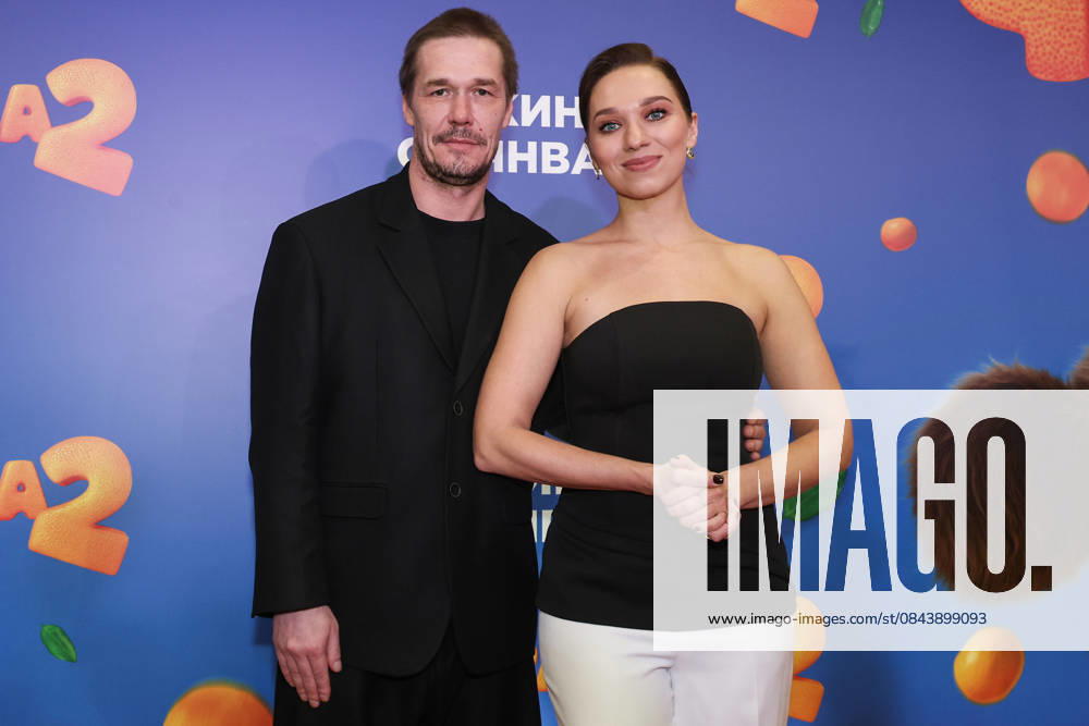 RUSSIA, MOSCOW - DECEMBER 24, 2025: Actors Artyom Bystrov and Ksenia Teplova pose on the red carpet during the premiere of the family comedy Cheburashka 2 by Dmitry Dyachenko at the KARO 11 Oktyabr cinema on Novy Arbat Street (New Arbat Avenue). Valery Sharifulin TASS 86692953