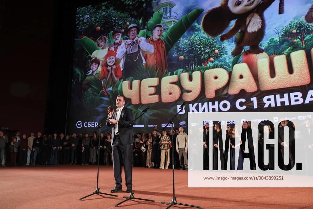 RUSSIA, MOSCOW - DECEMBER 24, 2025: Producer Denis Zhalinsky speaks during the premiere of the family comedy Cheburashka 2 by Dmitry Dyachenko at the KARO 11 Oktyabr cinema on Novy Arbat Street (New Arbat Avenue). Valery Sharifulin TASS 86693016