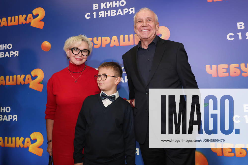 RUSSIA, MOSCOW - DECEMBER 24, 2025: Actor Sergei Garmash (R) poses on the red carpet during the premiere of the family comedy Cheburashka 2 by Dmitry Dyachenko at the KARO 11 Oktyabr cinema on Novy Arbat Street (New Arbat Avenue). Valery Sharifulin TASS 86692950