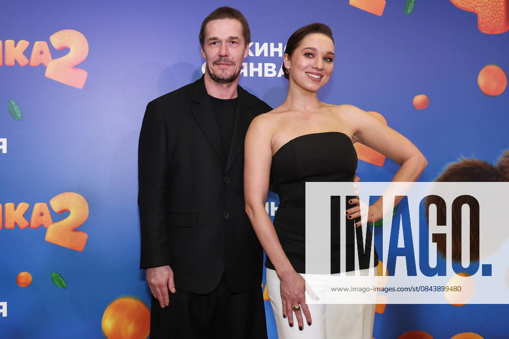 RUSSIA, MOSCOW - DECEMBER 24, 2025: Actors Artyom Bystrov and Ksenia Teplova pose on the red carpet during the premiere of the family comedy Cheburashka 2 by Dmitry Dyachenko at the KARO 11 Oktyabr cinema on Novy Arbat Street (New Arbat Avenue). Valery Sharifulin TASS 86692952
