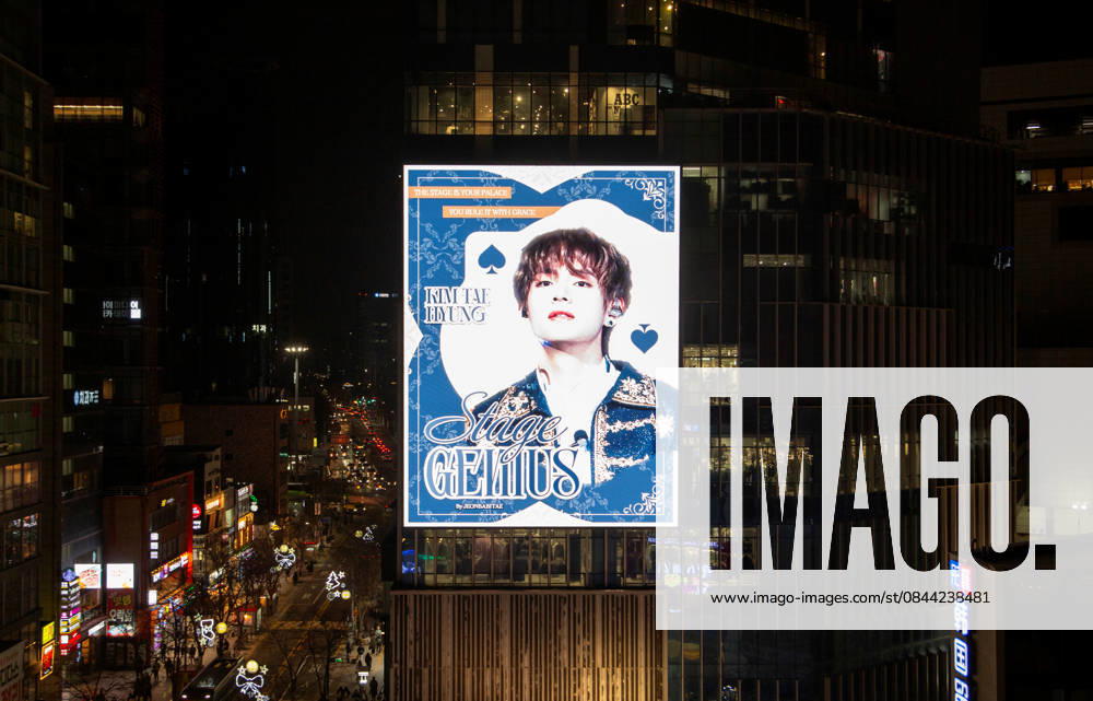 BTS V s birthday, Dec 30, 2025 : A birthday advertisement arranged by BTS member V s fans to celebrate his birthday is seen on a LED board of a department store building in central Seoul, South Korea. BTS member V, aka Kim Tae-Hyung, turns 30 on Tuesday. aflo_314774091