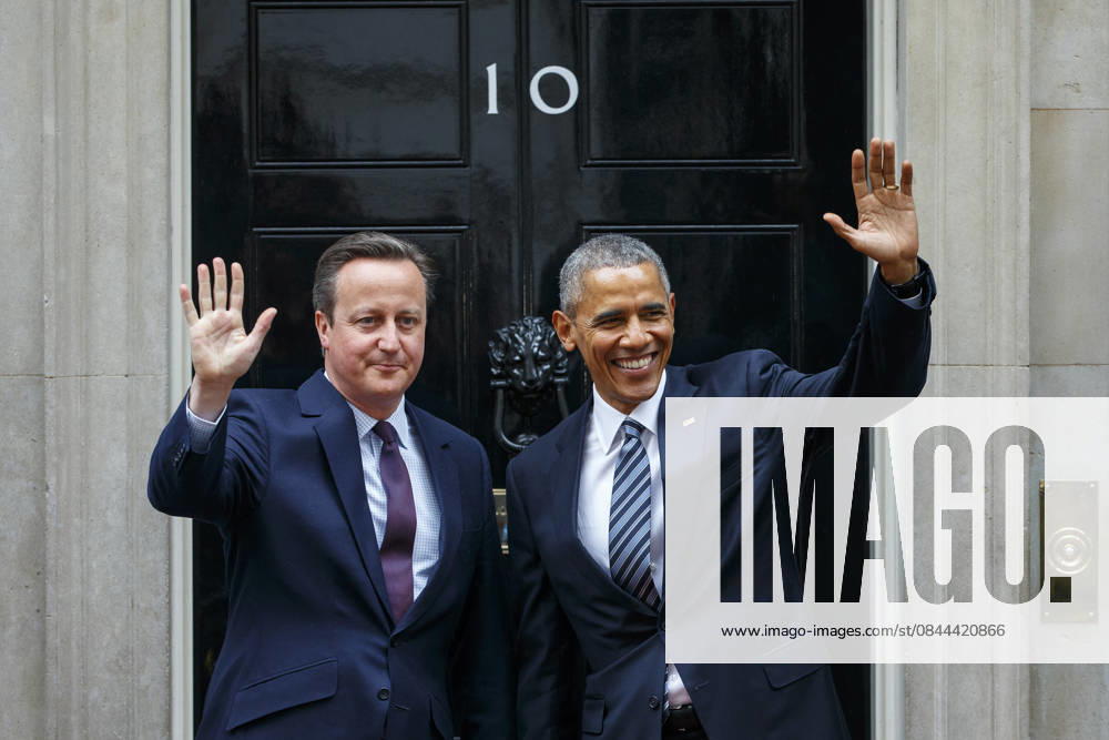U.S. President Obama - Britain s PM Cameron LONDON, UNITED KINGDOM - APRIL 22: The President of the United States Barack Obama (R) greeted by British Prime Minister David Cameron (L) prior to their meeting in Downing Street in London, England on April 22, 2016. Ingiltere World. Editorial use only. Please get in touch for any other usage.