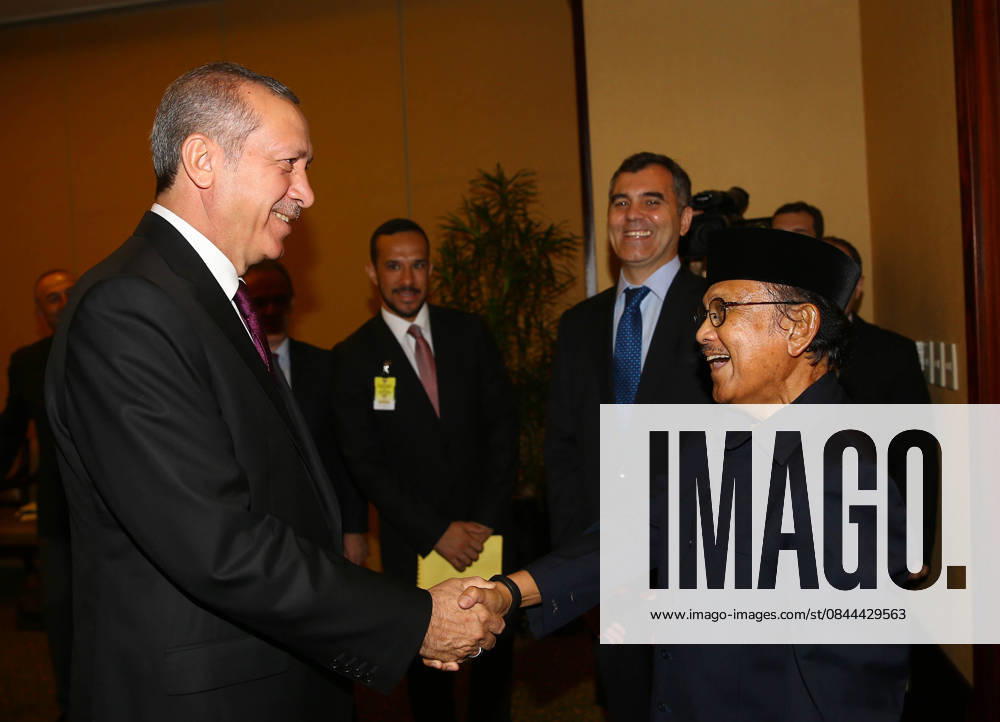 Turkish President Erdogan visits Indonesia JAKARTA, INDONESIA - AUGUST 01: Turkish President Recep Tayyip Erdogan (L) meets with former Indonesian President Bacharuddin Jusuf Habibie in Jakarta, Indonesia on August 01, 2015. Jakarta Indonesia. Editorial use only. Please get in touch for any other usage.