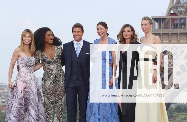 (From L to R) Alix Benezech, Angela Bassett, Tom Cruise, Michelle Monaghan, Rebecca Ferguson and Vanessa Kirby attend the world premiere of the film Mission: Impossible - Fallout in Paris on July 12, 2018. PAR20180712039 DAVIDxSILPA