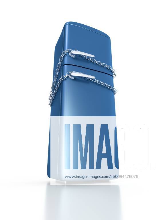 An image of a blue refrigerator with chains McPGAN McPGAN