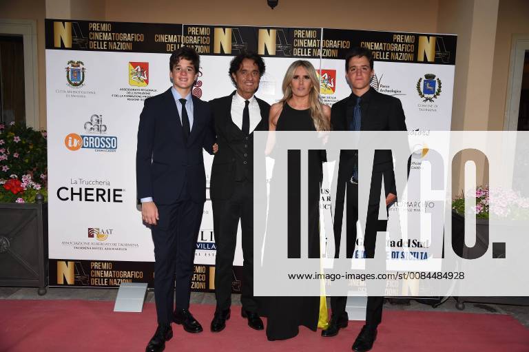 Taormina: Cinematographic Nations Award Evening. In the photo: Tiziana Rocca with her sons and Giulio Base