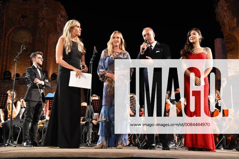 Taormina: Cinematographic Nations Award Evening. Photo: L on. Stefania Prestigiacomo with Tiziana Rocca and Daniele Natalizia coordinator Medea
