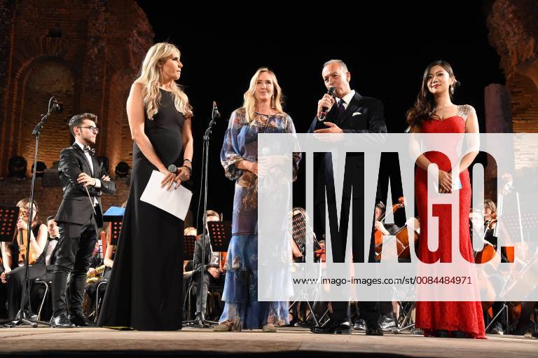 Taormina: Cinematographic Nations Award Evening. Photo: L on. Stefania Prestigiacomo with Tiziana Rocca and Daniele Natalizia coordinator Medea
