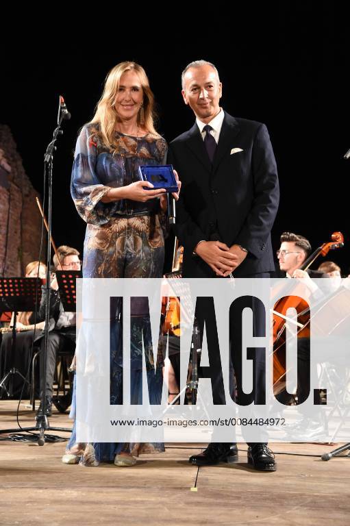 Taormina: Cinematographic Nations Award Evening. Photo: L on. Stefania Prestigiacomo with Daniele Natalizia coordinator Medea
