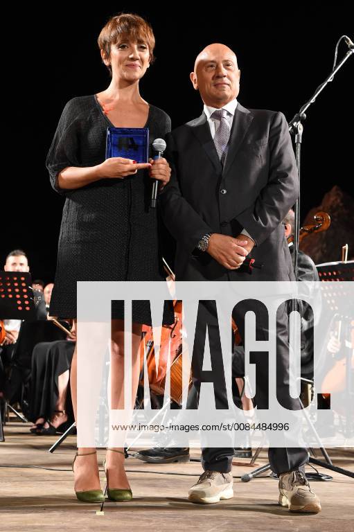 Taormina: Cinematographic Nations Award Evening. In the photo: Lucia Ocone with Nicola San Filippo