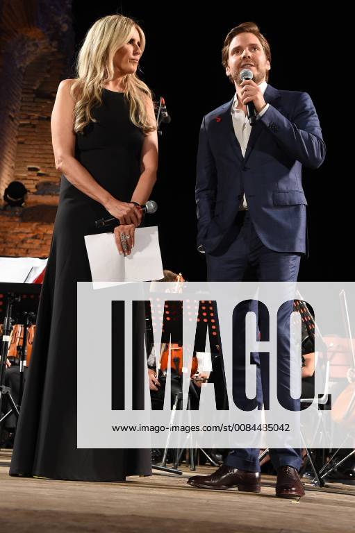 Taormina: Cinematographic Nations Award Evening. In the photo: Daniel Bruhl with Tiziana Rocca
