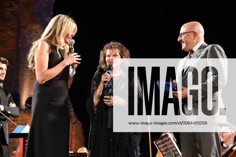 Taormina: Cinematographic Nations Award Evening. Photo: Tiziana Rocca and Claudia Cardinale with Gaetano Armao
