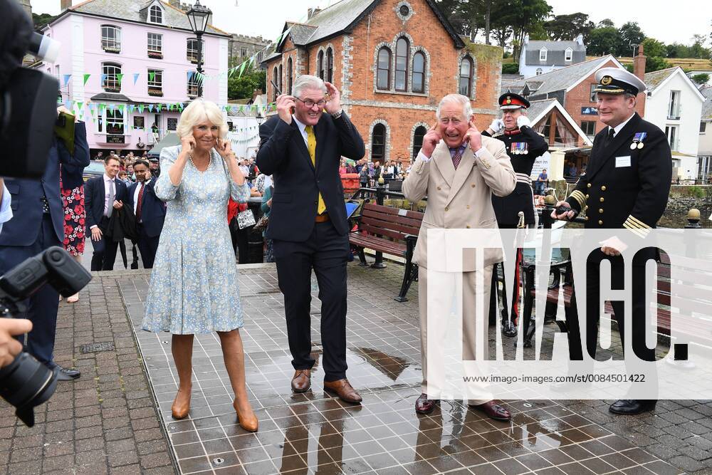 . 16 07 2018. Fowey, United Kingdom. Prince Charles the Duchess of Cornwall visit Cornwall. The Duke and Duchess of Cornwall visit the celebration of Fowey festival meeting local businesses, representatives from Fowey gig club and members of the RNLI on Fowey Quay. xAndrewxParsonsx xi-Imagesx IIM-18220-0012