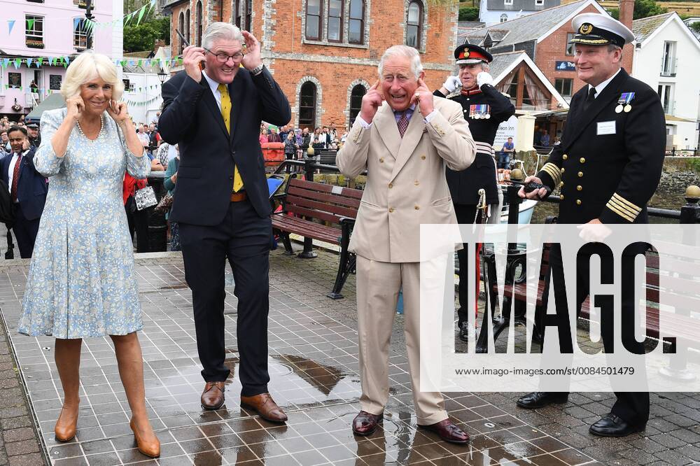. 16 07 2018. Fowey, United Kingdom. Prince Charles the Duchess of Cornwall visit Cornwall. The Duke and Duchess of Cornwall visit the celebration of Fowey festival meeting local businesses, representatives from Fowey gig club and members of the RNLI on Fowey Quay. xAndrewxParsonsx xi-Imagesx IIM-18220-0015