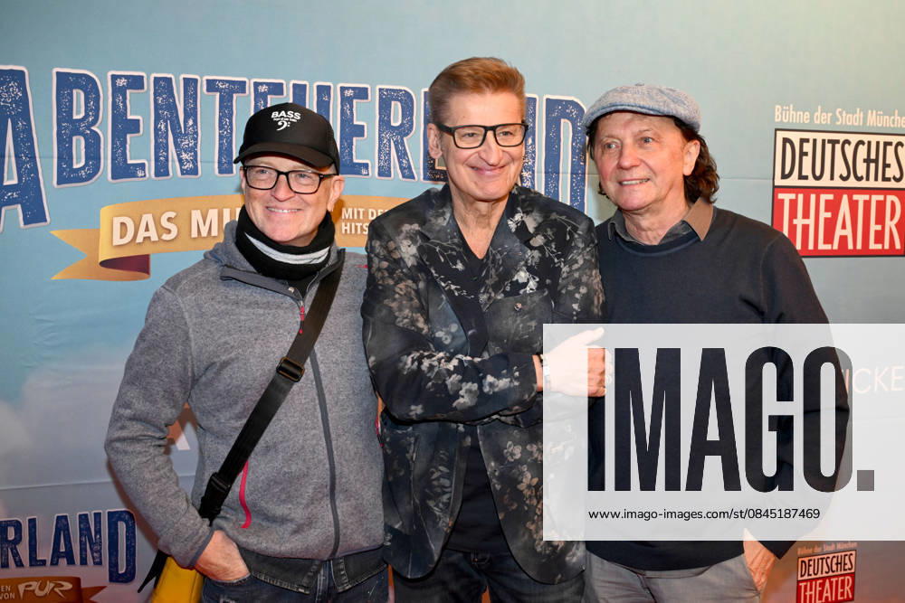 Joe Crawford, Hartmut Engler, Rudi Buttas from the band Pur Premiere ABENTEUERLAND The musical with the hits of PUR at the Deutsches Theater Muenchen