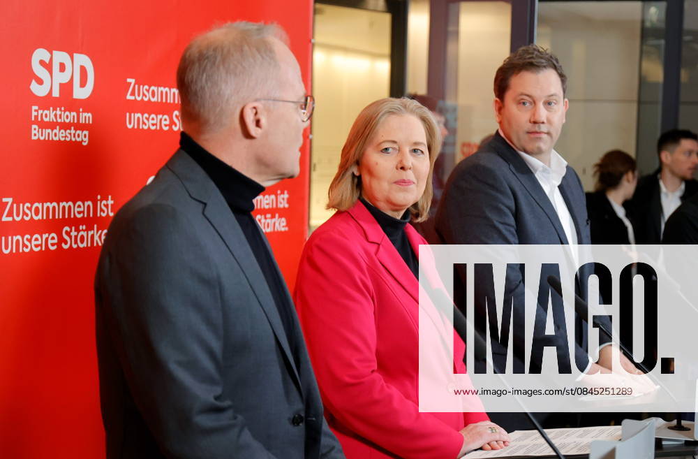 Matthias Miersch, Chairman of the SPD parliamentary group in the Bundestag, SPD party chairmen, Bärbel Bas and Lars Klingbeil, Germany, Berlin, Reichstag, annual kick-off meeting of the SPD parliamentary group in the Bundestag