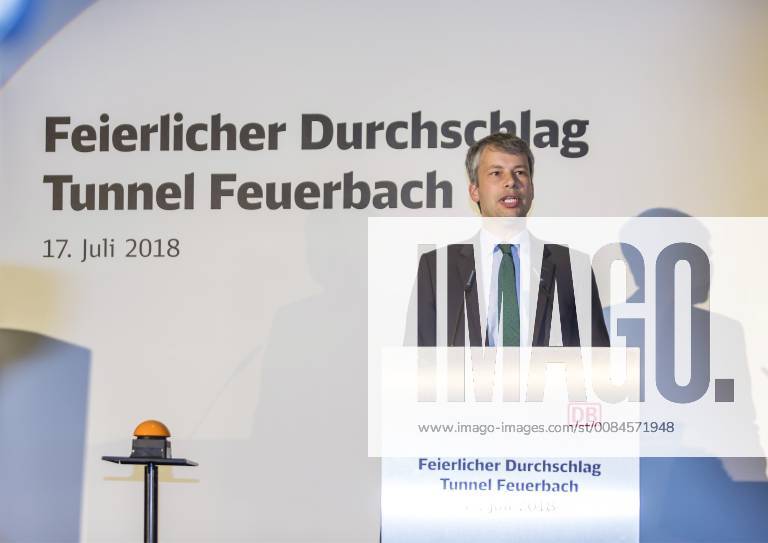 DEU Germany Stuttgart 17 07 2018 Milestone in the Stuttgart project 21 Breakthrough at the 3026-meter Feuerbach tunnel Steffen Bilger CDU MdB Parliamentary State Secretary to the Federal Minister of Transport and Digital Infrastructure