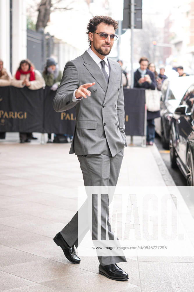 Milan, Milan Men s Fashion Week: Fall Winter 2026 - Men s Fashion, Fall Winter 2026 - Prada Fashion Show - Guests leaving the Hotel Paris. In the photo: Saint Levant