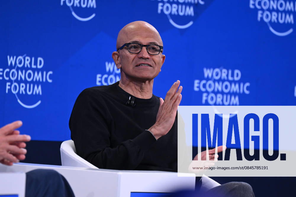 Microsoft CEO Satya Nadella speaks at WEF in Davos DAVOS, SWITZERLAND - JANUARY 20: Chairman and CEO of Microsoft Satya Nadella delivers a speech during the World Economic Forum (WEF) Annual Meeting in Davos, Switzerland on January 20, 2026. Harun Ozalp Anadolu Davos Switzerland. Editorial use only. Please get in touch for any other usage.