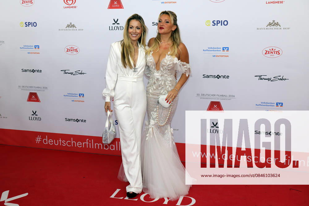 German Film Ball 2026 Evelyn Burdecki German reality TV participant and Andrea Kaiser German TV presenter and actress on the red carpet 50 German Film Ball 2026 on 24 01 2026 at Hotel Bayerischer Hof in Munich Bavaria, Germany