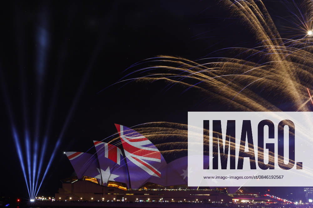 Sydney, New South Wales State, Australia: The national flag of Australia is projected onto the sails of the Sydney Opera House during Australia Day celebrations. The Sydney Opera House sails are illuminated with a special light-up as part of the Australia Day 2026 celebrations in Sydney, alongside a spectacular fireworks display. Australia Day, celebrated annually on January 26, marks the arrival of the First Fleet in 1788. Indigenous Australians refer to the day as Invasion Day, with ongoing discussions about changing the date to a day that can be celebrated by all Australians. Sydney Australia - ZUMAs197 20260126_aaa_s197_238