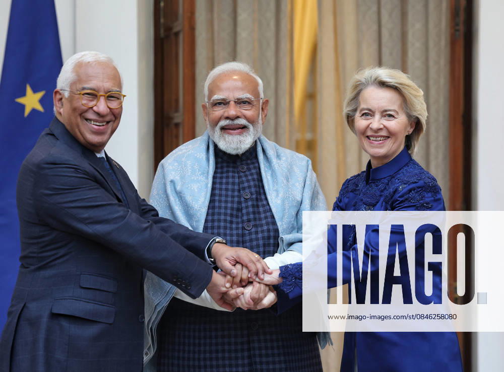 India, EU agree on landmark free trade deal NEW DELHI, INDIA - JANUARY 27: (---- - MANDATORY CREDIT - ’PRESS INFORMATION BUREAU HANDOUT - NO MARKETING NO ADVERTISING CAMPAIGNS - DISTRIBUTED AS A SERVICE TO CLIENTS----) Indian Prime Minister Narendra Modi meets with President of the European Council, Mr. Antonio Luis Santos da Costa and the President of the European Commission, Ursula von der Leyen ahead of the Exchange of MoUs between India and EU, in Hyderabad House, New Delhi, India on January 27, 2026. Press Information Bureau (PIB) Anadolu New Delhi India. Editorial use only. Please get in touch for any other usage.