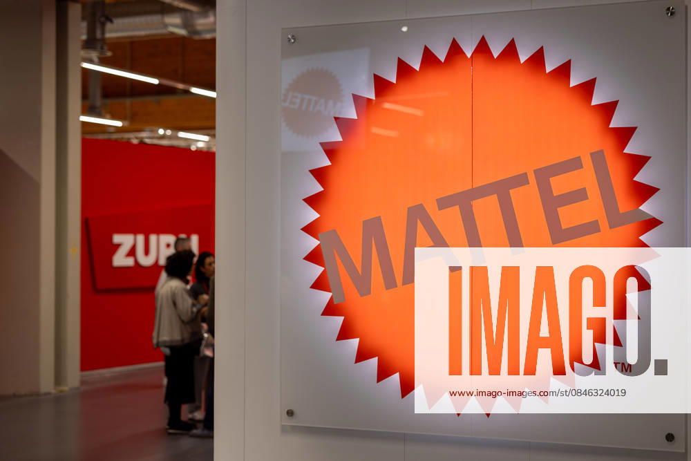 Opening day of the 75th International Toy Fair, Nuremberg, 27 01 2026 Illuminated logo of the US toy manufacturer Mattel at the exhibition stand at the International Toy Fair 2026 in Nuremberg Mattel is one of the leading suppliers of brands such as Barbie, Hot Wheels, Fisher Price, Uno, Matchbox and Monster High Nuremberg Exhibition Center Bavaria Germany 20260127-286A7752-M4000