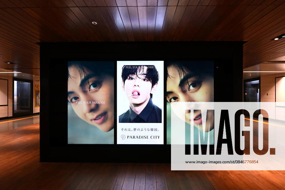 Ad for Paradise City resort featuring BTS s V, who serves as their official ambassador, is being displayed inside Tokyo s Ginza Station from February 2 through February 8. aflo_318454628