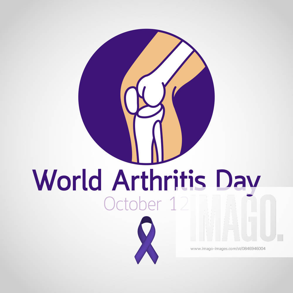 World Arthritis Day Icon A vibrant icon representing World Arthritis Day, symbolizing awareness and support for those affected by arthritis. This icon features a prominent purple ribbon, a globally recognized symbol for medical conditions.