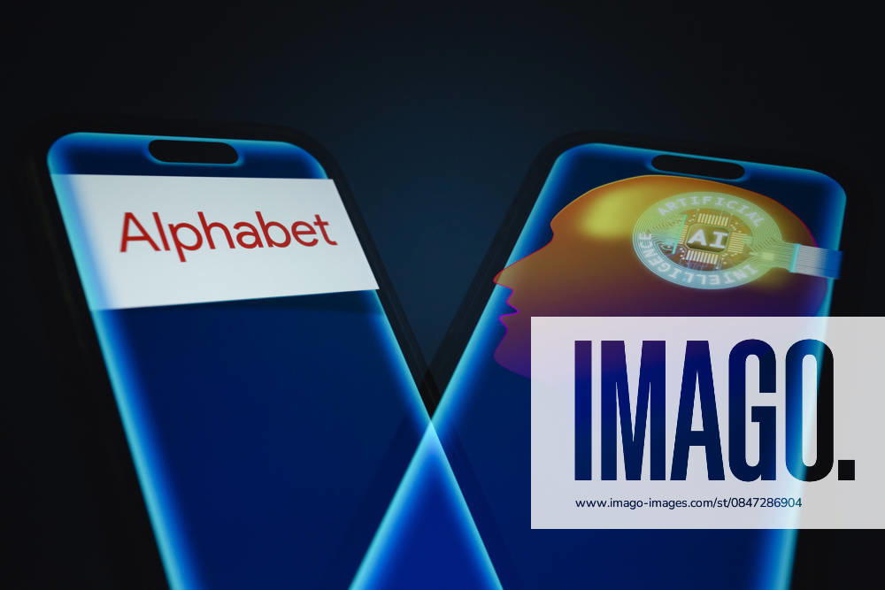 Logo of Alphabet, the parent company of Google, and visual representation of artificial intelligence (AI) displayed on smartphone. Taichung Taiwan - ZUMAc217 20260211_zip_c217_006