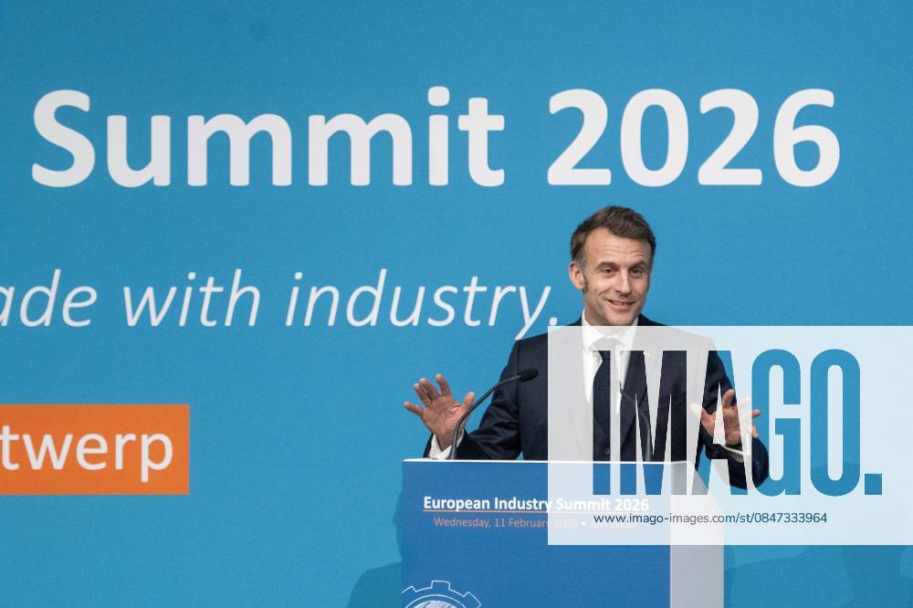 French President Emmanuel Macron is pictured during the European Industry Summit, in Brussels, Wednesday 11 February 2026. JONASxROOSENS 162671872