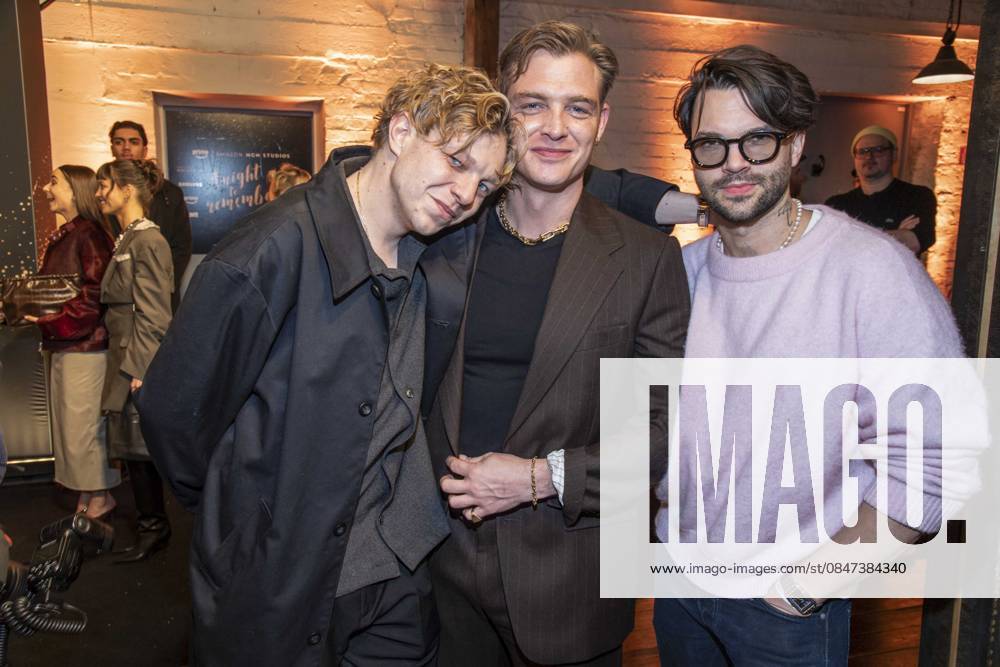 Leonhard Kunz, David Schütter, and Jascha Caspar Bauer as guests on the black carpet at the premiere photocall A NIGHT TO REMEMBER by Prime Video and Amazon MGM Studios at the 76 Berlinale on Wednesday, February 11, 2026 at Von Greifswald in Berlin Berlin Germany