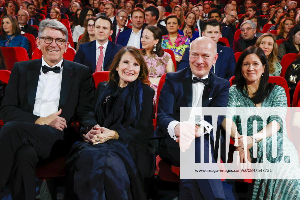 Wolfram Weimer with his wife Christiane Goetz Weimer, Kai Wegener, Katharina Günther Wünsch at the opening of the 75th Berlin International Film Festival in the Berlinale Palast at Potsdamer Platz