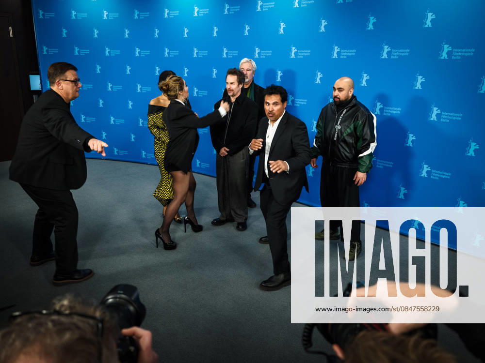 Photocall for Good Luck, Have Fun, Dont Die , Grand Hyatt Berlin, Berlin, Germany Michael Pena act out martial arts moves in front of the photographers at the Photocall for Good Luck, Have Fun, Dont Die during Berlinale (Berlin Film Festival) at Grand Hyatt Berlin, Berlin, , Germany on 13 February 2026., Credit:Julie Edwards Avalon