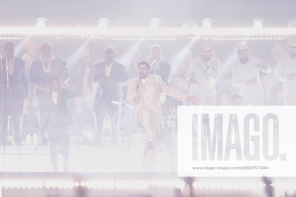 Bad Bunny performs first Buenos Aires concert of world tour BUENOS AIRES, ARGENTINA - FEBRUARY 13: Puerto Rican singer Bad Bunny performs during the first of his three scheduled shows at Estadio Monumental in Buenos Aires, Argentina, as part of his Debi Tirar Mas Fotos world tour, in Buenos Aires, Argentina on February 13, 2026. The artist arrived in Argentina following a high-profile appearance at the Super Bowl, where he delivered strong criticism of US policies, and after winning a Grammy Award, becoming the first Spanish-language album to receive the Album of the Year honor. The concert drew tens of thousands of fans, marking one of the most anticipated musical events of the year in the Argentine capital. Luciano Gonzalez Anadolu Bu