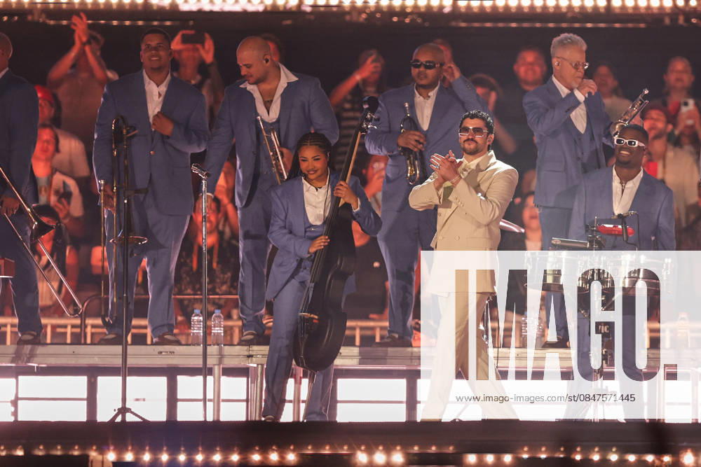 Bad Bunny performs first Buenos Aires concert of world tour BUENOS AIRES, ARGENTINA - FEBRUARY 13: Puerto Rican singer Bad Bunny performs during the first of his three scheduled shows at Estadio Monumental in Buenos Aires, Argentina, as part of his Debi Tirar Mas Fotos world tour, in Buenos Aires, Argentina on February 13, 2026. The artist arrived in Argentina following a high-profile appearance at the Super Bowl, where he delivered strong criticism of US policies, and after winning a Grammy Award, becoming the first Spanish-language album to receive the Album of the Year honor. The concert drew tens of thousands of fans, marking one of the most anticipated musical events of the year in the Argentine capital. Luciano Gonzalez Anadolu Bu
