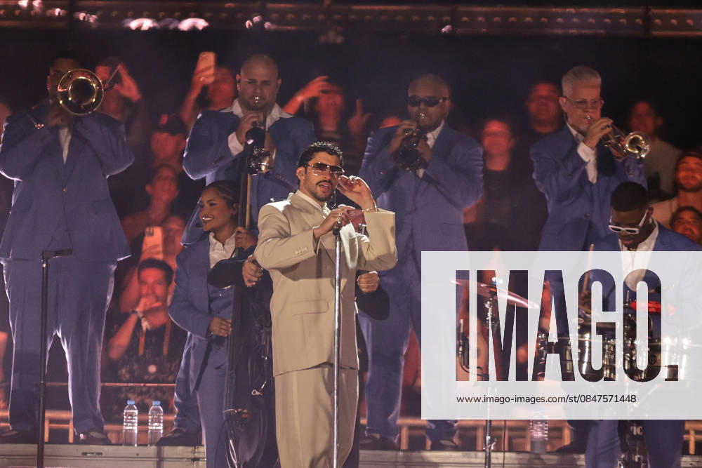 Bad Bunny performs first Buenos Aires concert of world tour BUENOS AIRES, ARGENTINA - FEBRUARY 13: Puerto Rican singer Bad Bunny performs during the first of his three scheduled shows at Estadio Monumental in Buenos Aires, Argentina, as part of his Debi Tirar Mas Fotos world tour, in Buenos Aires, Argentina on February 13, 2026. The artist arrived in Argentina following a high-profile appearance at the Super Bowl, where he delivered strong criticism of US policies, and after winning a Grammy Award, becoming the first Spanish-language album to receive the Album of the Year honor. The concert drew tens of thousands of fans, marking one of the most anticipated musical events of the year in the Argentine capital. Luciano Gonzalez Anadolu Bu