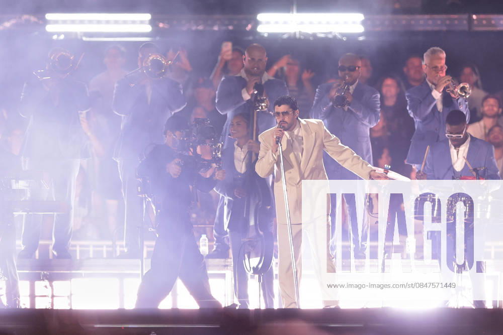Bad Bunny performs first Buenos Aires concert of world tour BUENOS AIRES, ARGENTINA - FEBRUARY 13: Puerto Rican singer Bad Bunny performs during the first of his three scheduled shows at Estadio Monumental in Buenos Aires, Argentina, as part of his Debi Tirar Mas Fotos world tour, in Buenos Aires, Argentina on February 13, 2026. The artist arrived in Argentina following a high-profile appearance at the Super Bowl, where he delivered strong criticism of US policies, and after winning a Grammy Award, becoming the first Spanish-language album to receive the Album of the Year honor. The concert drew tens of thousands of fans, marking one of the most anticipated musical events of the year in the Argentine capital. Luciano Gonzalez Anadolu Bu