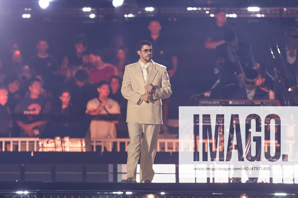 Bad Bunny performs first Buenos Aires concert of world tour BUENOS AIRES, ARGENTINA - FEBRUARY 13: Puerto Rican singer Bad Bunny performs during the first of his three scheduled shows at Estadio Monumental in Buenos Aires, Argentina, as part of his Debi Tirar Mas Fotos world tour, in Buenos Aires, Argentina on February 13, 2026. The artist arrived in Argentina following a high-profile appearance at the Super Bowl, where he delivered strong criticism of US policies, and after winning a Grammy Award, becoming the first Spanish-language album to receive the Album of the Year honor. The concert drew tens of thousands of fans, marking one of the most anticipated musical events of the year in the Argentine capital. Luciano Gonzalez Anadolu Bu