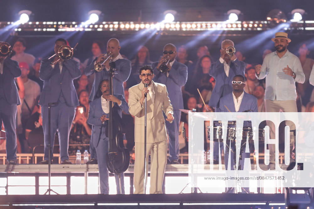 Bad Bunny performs first Buenos Aires concert of world tour BUENOS AIRES, ARGENTINA - FEBRUARY 13: Puerto Rican singer Bad Bunny performs during the first of his three scheduled shows at Estadio Monumental in Buenos Aires, Argentina, as part of his Debi Tirar Mas Fotos world tour, in Buenos Aires, Argentina on February 13, 2026. The artist arrived in Argentina following a high-profile appearance at the Super Bowl, where he delivered strong criticism of US policies, and after winning a Grammy Award, becoming the first Spanish-language album to receive the Album of the Year honor. The concert drew tens of thousands of fans, marking one of the most anticipated musical events of the year in the Argentine capital. Luciano Gonzalez Anadolu Bu