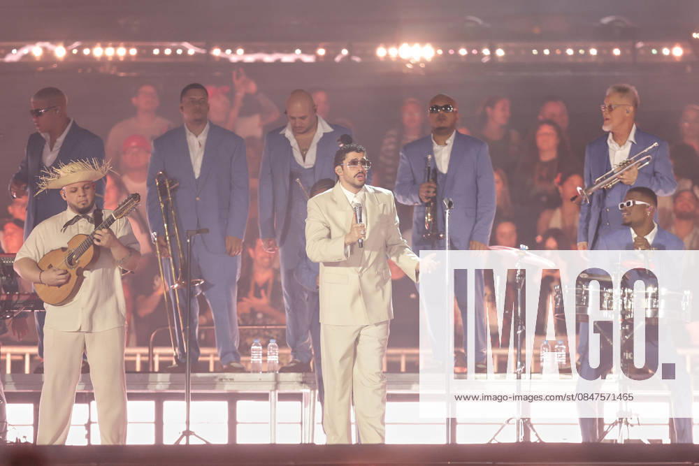 Bad Bunny performs first Buenos Aires concert of world tour BUENOS AIRES, ARGENTINA - FEBRUARY 13: Puerto Rican singer Bad Bunny performs during the first of his three scheduled shows at Estadio Monumental in Buenos Aires, Argentina, as part of his Debi Tirar Mas Fotos world tour, in Buenos Aires, Argentina on February 13, 2026. The artist arrived in Argentina following a high-profile appearance at the Super Bowl, where he delivered strong criticism of US policies, and after winning a Grammy Award, becoming the first Spanish-language album to receive the Album of the Year honor. The concert drew tens of thousands of fans, marking one of the most anticipated musical events of the year in the Argentine capital. Luciano Gonzalez Anadolu Bu