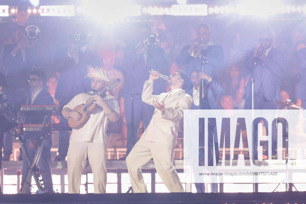 Bad Bunny performs first Buenos Aires concert of world tour BUENOS AIRES, ARGENTINA - FEBRUARY 13: Puerto Rican singer Bad Bunny performs during the first of his three scheduled shows at Estadio Monumental in Buenos Aires, Argentina, as part of his Debi Tirar Mas Fotos world tour, in Buenos Aires, Argentina on February 13, 2026. The artist arrived in Argentina following a high-profile appearance at the Super Bowl, where he delivered strong criticism of US policies, and after winning a Grammy Award, becoming the first Spanish-language album to receive the Album of the Year honor. The concert drew tens of thousands of fans, marking one of the most anticipated musical events of the year in the Argentine capital. Luciano Gonzalez Anadolu Bu