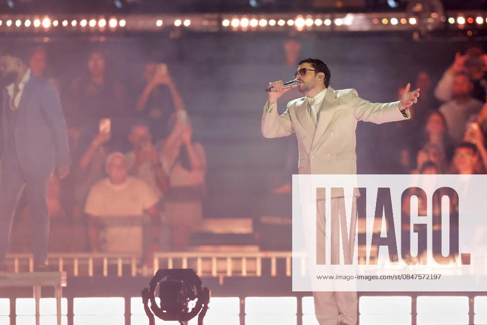 Puerto Rican singer Bad Bunny, performs his first show at the River Plate Stadium in Argentina during his tour, Debi tirar mas fotos UNAR AGENCY via Aton Chile, Buenos Aires Argentina Aton 1124852