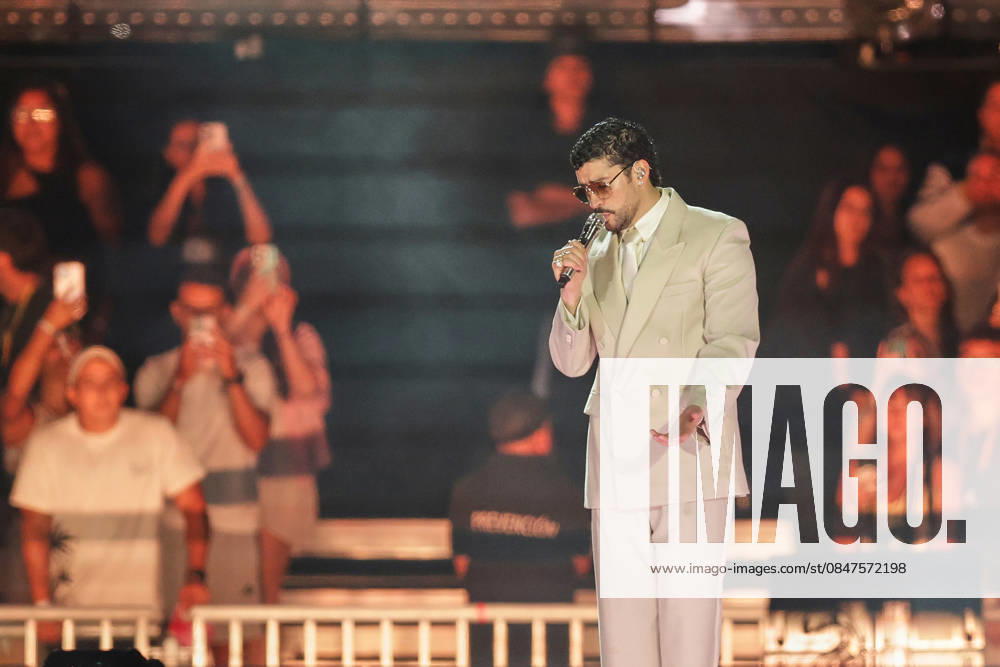 Puerto Rican singer Bad Bunny, performs his first show at the River Plate Stadium in Argentina during his tour, Debi tirar mas fotos UNAR AGENCY via Aton Chile, Buenos Aires Argentina Aton 1124853