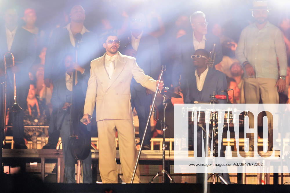 Puerto Rican singer Bad Bunny, performs his first show at the River Plate Stadium in Argentina during his tour, Debi tirar mas fotos UNAR AGENCY via Aton Chile, Buenos Aires Argentina Aton 1124855