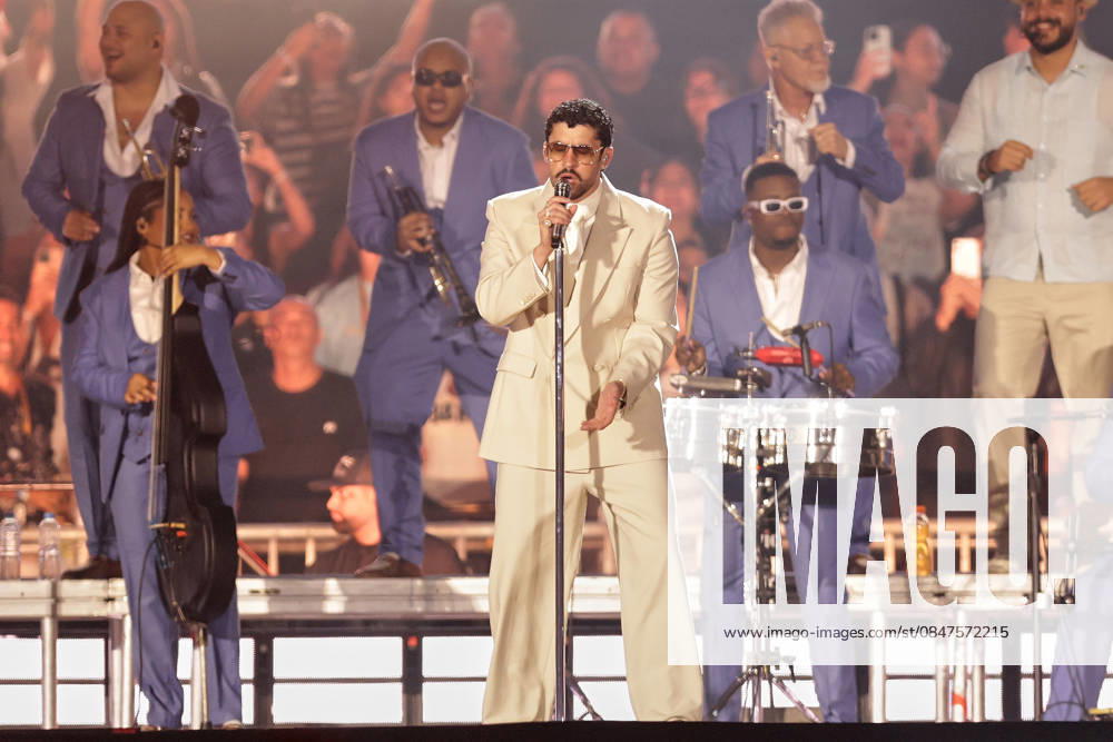 Puerto Rican singer Bad Bunny, performs his first show at the River Plate Stadium in Argentina during his tour, Debi tirar mas fotos UNAR AGENCY via Aton Chile, Buenos Aires Argentina Aton 1124863